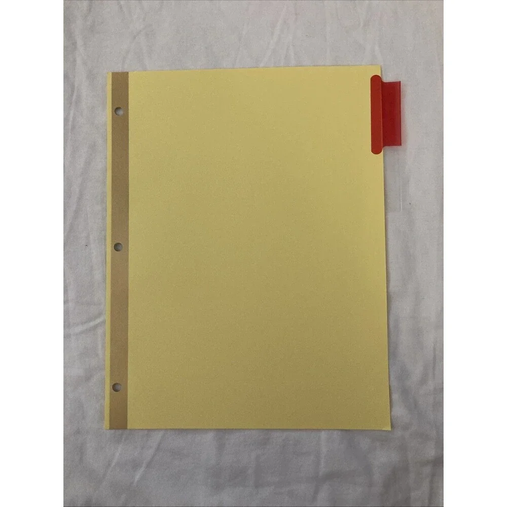 Unbranded 11”x8.5” Paper Yellow Binder Divider | Incomplete (2 Out Of 5 Sheets)